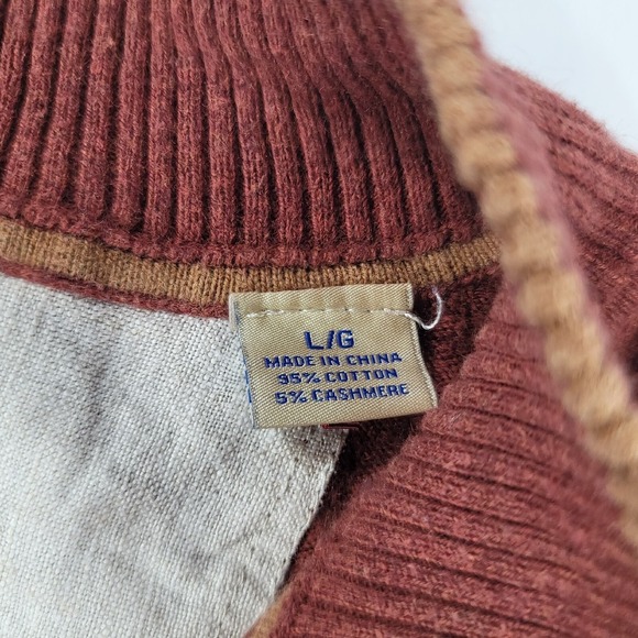 Tommy Bahama 1/4 Zip Pullover Sweater Mens L Orange Cotton Cashmere Long Sleeve - Picture 4 of 9